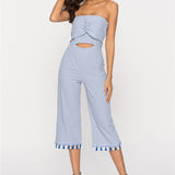 Solid Color Tassel Stitching Sexy Tube Top Jumpsuit