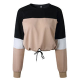 Spring New Women's Fashion Ladies Shorts Long Sleeve Color Matching Pullover Sweater