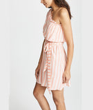 Striped One-shoulder Strap Waist Dress