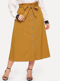 Large Size Women's Contrast Color Single-breasted Skirt