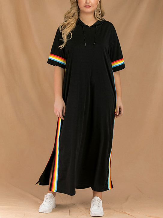 Fashion Slits and Large Size Striped Cross-dress