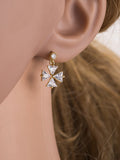 Simple Small Fresh Silver Earrings Female High-end Wild Asymmetric Zircon Four-leaf Clover Earrings