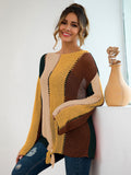 Autumn and Winter Women's Long-sleeved Color Matching Loose Sweater