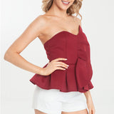 Sexy Vest Strapless Slim Fit Tube Top With Ruffle