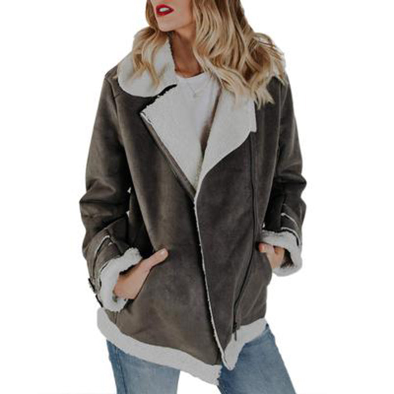 New Women Faux-leather Pocketed Aviator Jacket
