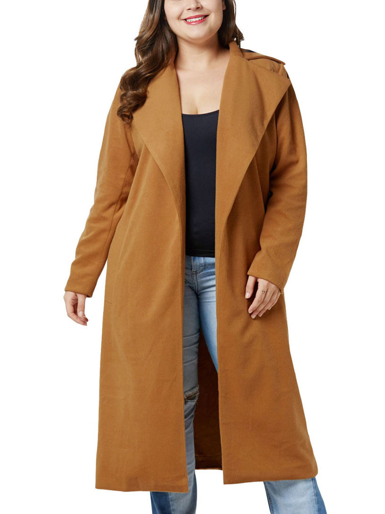 Oversized Women's Clothing Fat Mm Winter Woolen Coat Coat Lapel Long Woolen Coat