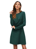 Autumn and Winter New Women's Temperament Fashion Round Neck Long-sleeved Dress