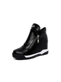 Autumn and Winter Single Shoes Female Increase Casual Double Zipper Wedge Heel Boots Travel Casual High Shoes