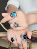 Combination Set Ring Men and Women Retro Style Totem Court Luxury Ring