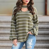 Striped Loose Long Sleeve Pullover Casual Sweater