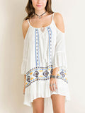 Bohemian Holiday Sling Strapless Embroidered Dress