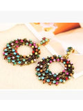 Bohemian Rice Beads Colored Circle Earrings
