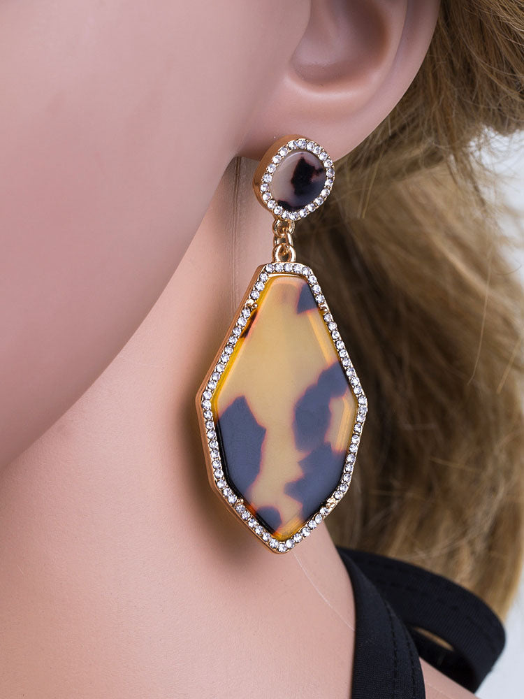 Exaggerated Big-name Geometric Acetate Plated Diamond Earrings Female Water Ripple Earrings Bohemian