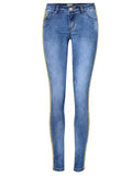 Low-waist Double-sided Metal-embroidered Sequined Stretch Jeans