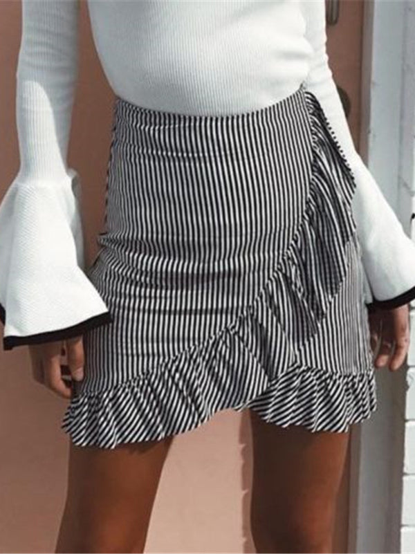 Women Fashion Striped Short Skirt