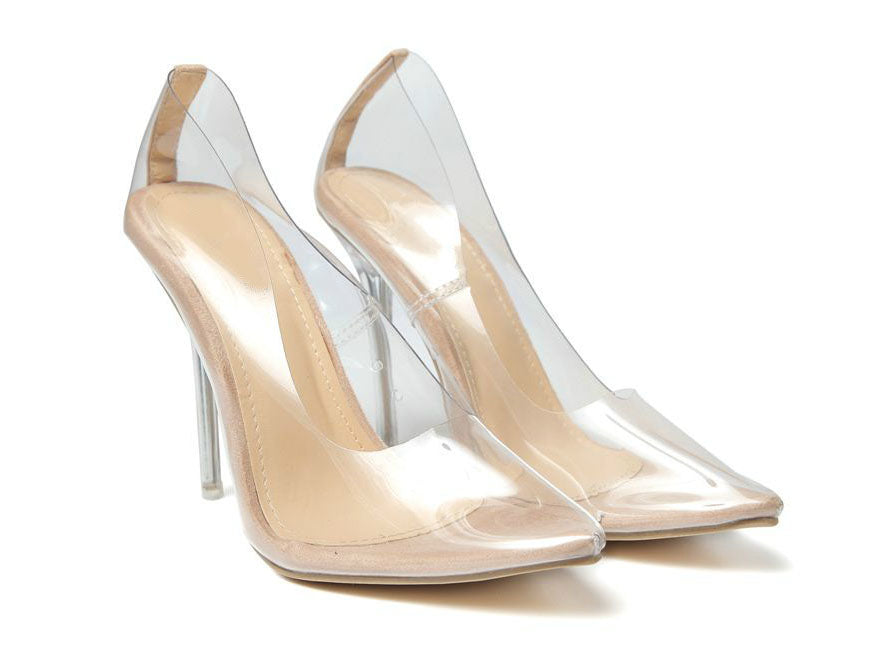 Ms. Transparent Single Shoes Pointed Shallow Mouth High Heel Large Size
