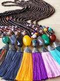 Agate Pendant Beaded Tassel Necklace National Art Sweater Chain Pendant