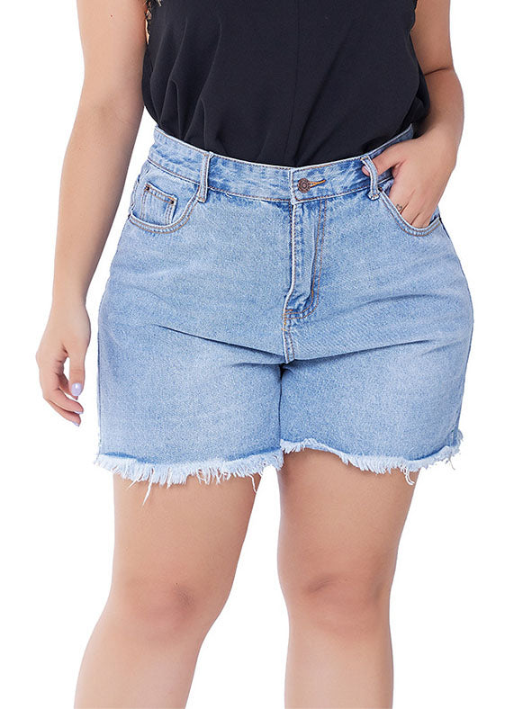 Large Size Raw Women's Denim Shorts Women's Large Size Shorts Fat MM Shorts