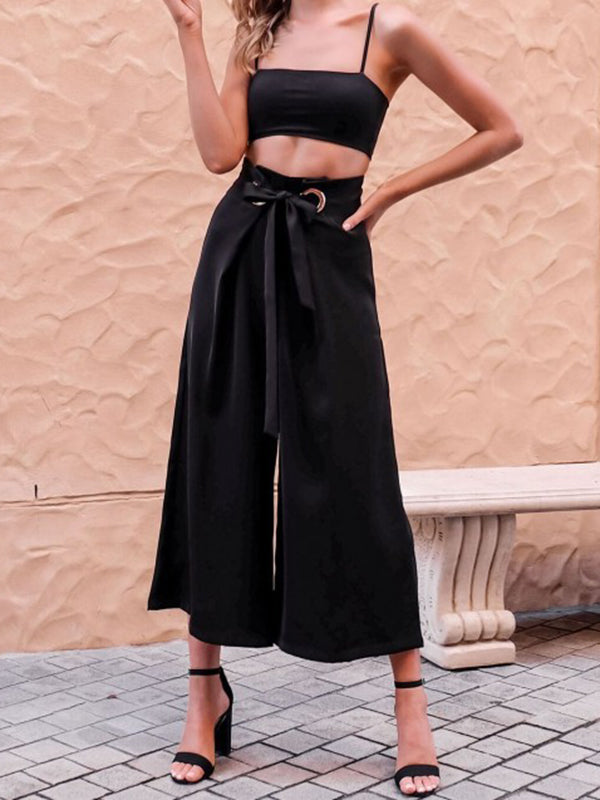 High Waist With Belt Casual Trousers