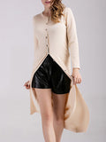 Long Sleeve Single-Breasted Long Knit Cardigan Solid Color Knit Jacket